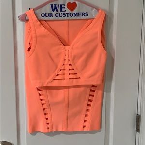 Coral color two piece body con